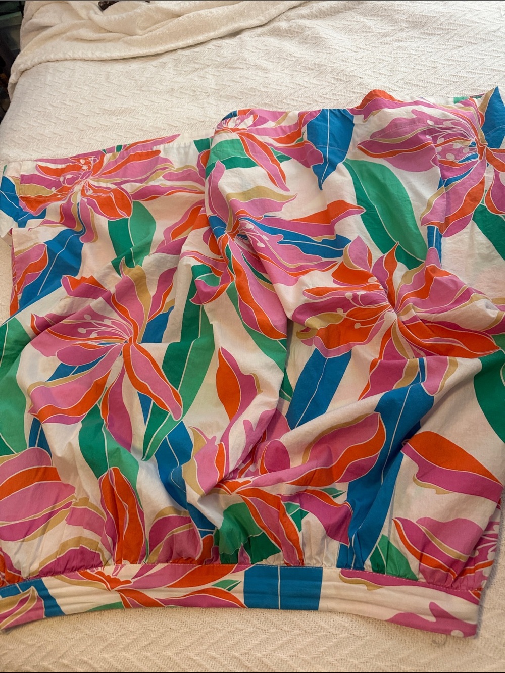 Bright Floral Elastic-Waist Midi Skirt - Multicolor